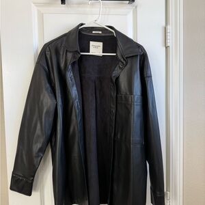 Abercrombie & Fitch Black oversized Leather Jacket